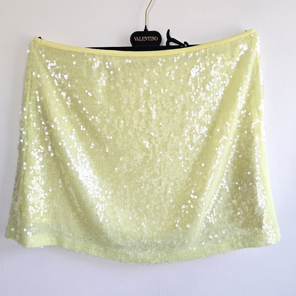 New Zara Sequin High Waist Yellow Mini Skirt Large NWOT - Picture 12 of 17